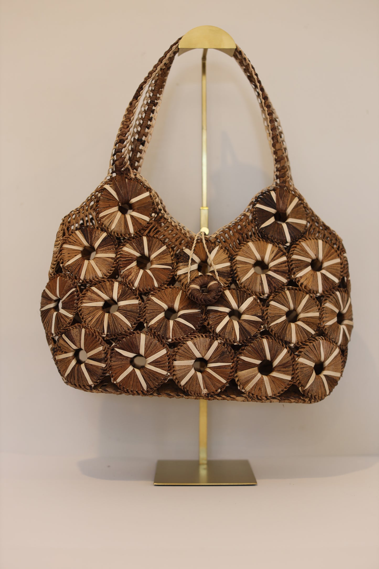 Medium Abaca Handbag (Light and Dark Browns) | Felipa | The Pino Collection
