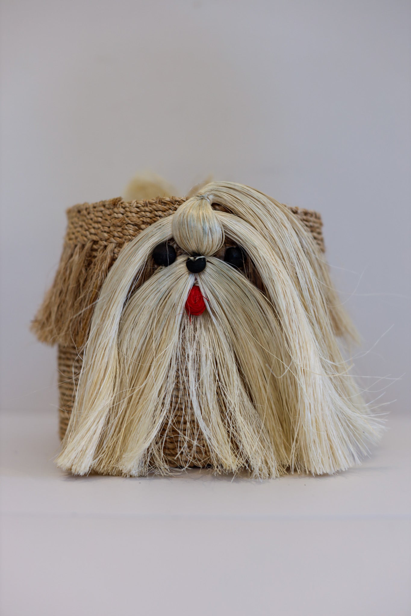 White Shih Tzu Puppy Abaca Animal Planter | The Pino Collection