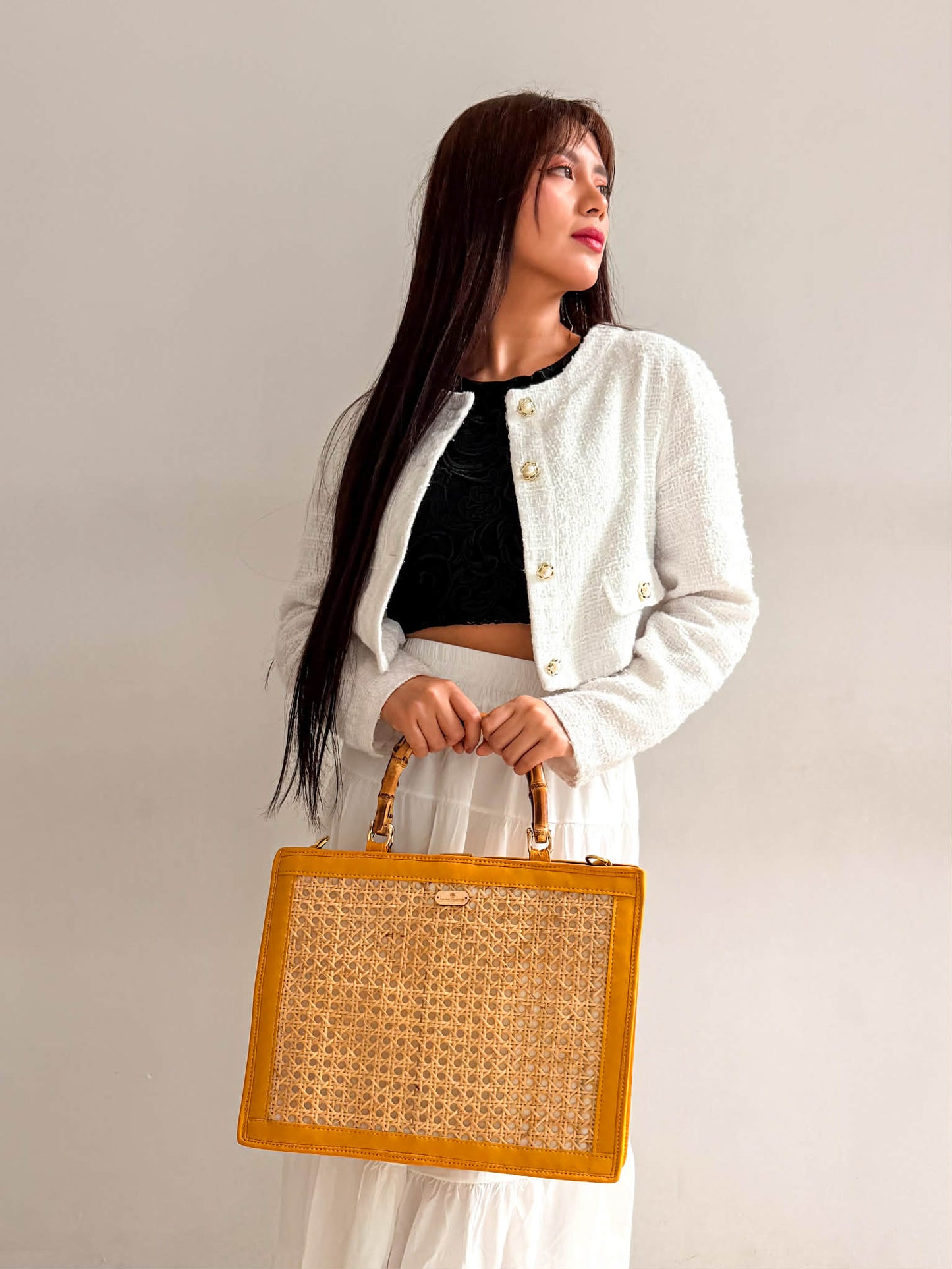 Yari (Mustard Yellow) | Solihiya Rattan Office Bag