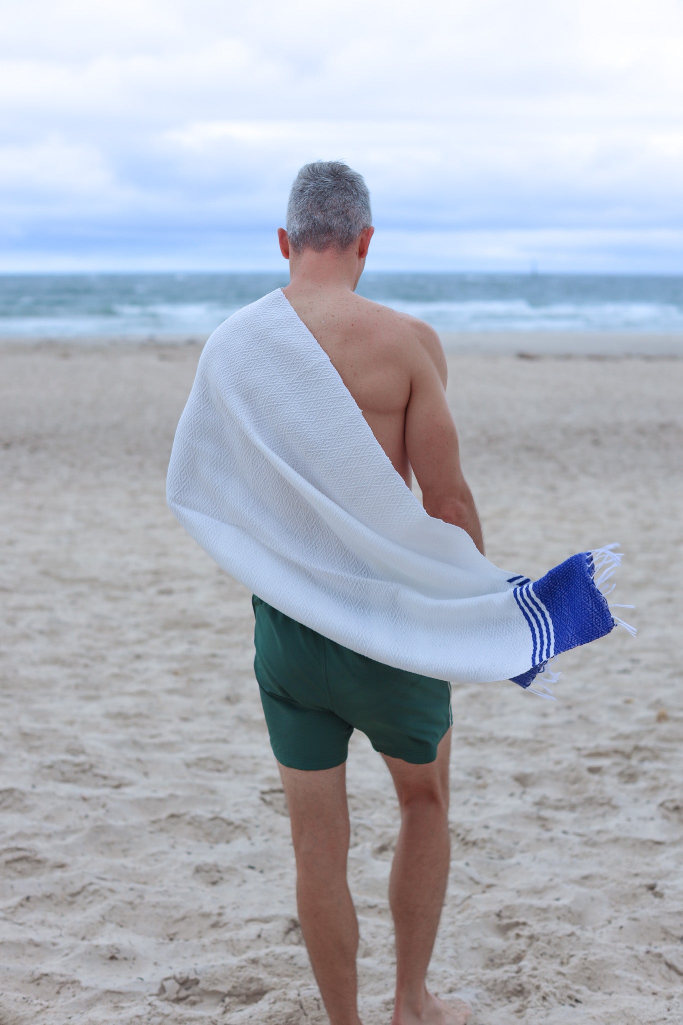 Inabel Bath Towel / Beach Towel (Blue & White) | The Pino Collection