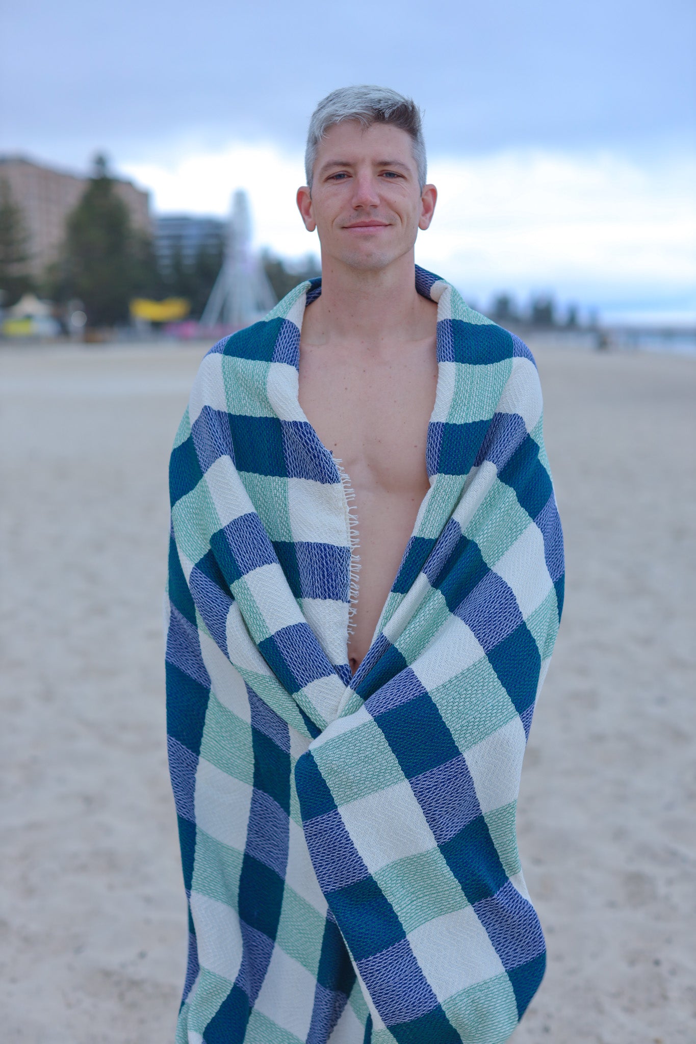 Double Inabel Blanket (Green, Blue & White) | The Pino Collection