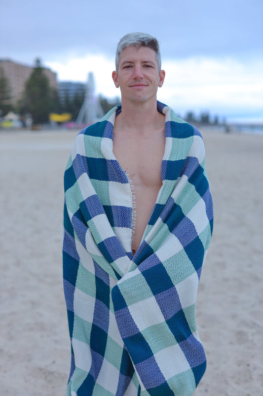 Double Inabel Blanket (Green, Blue & White) | The Pino Collection