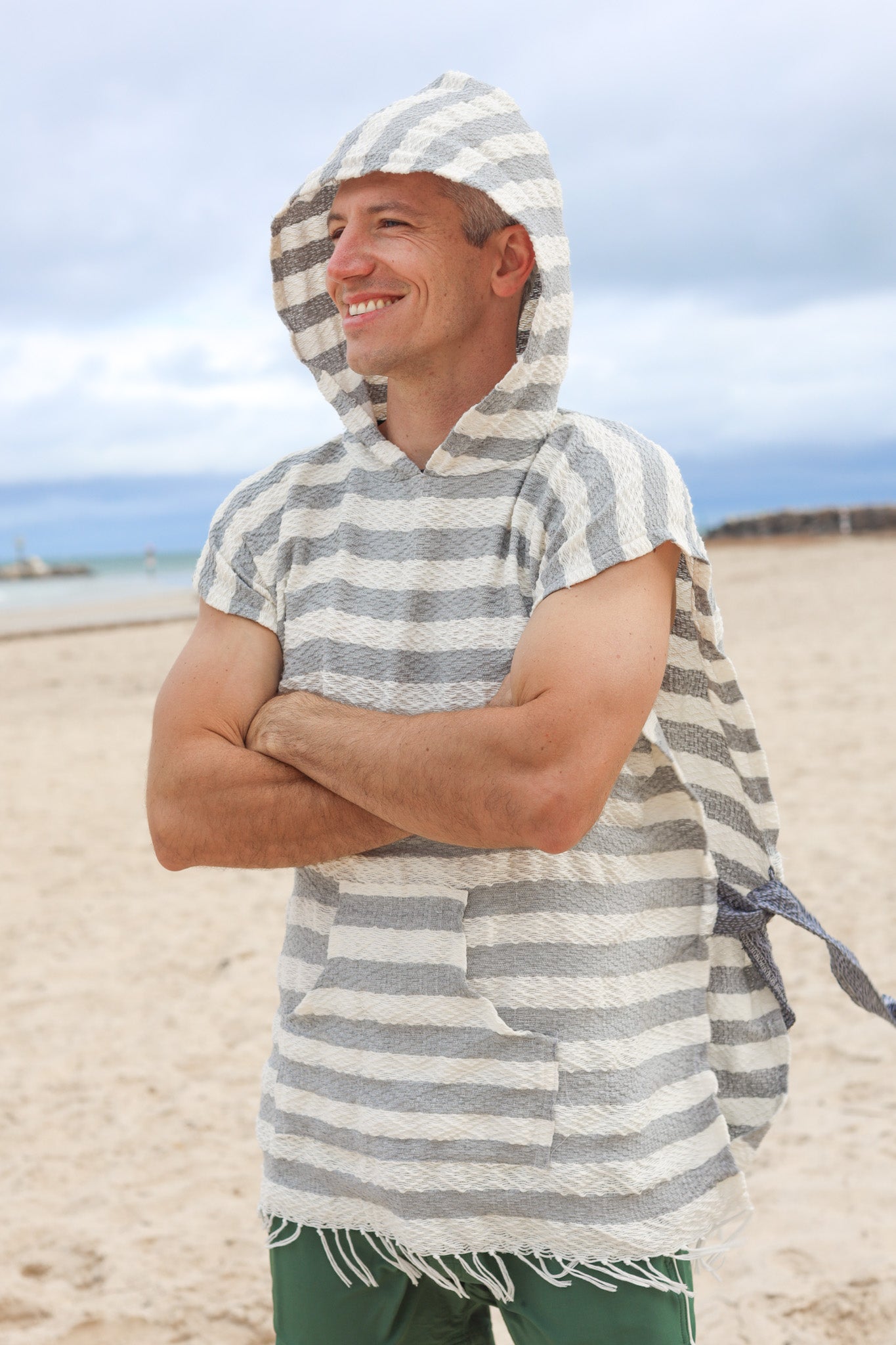 Grey and White Inabel Poncho | The Pino Collection