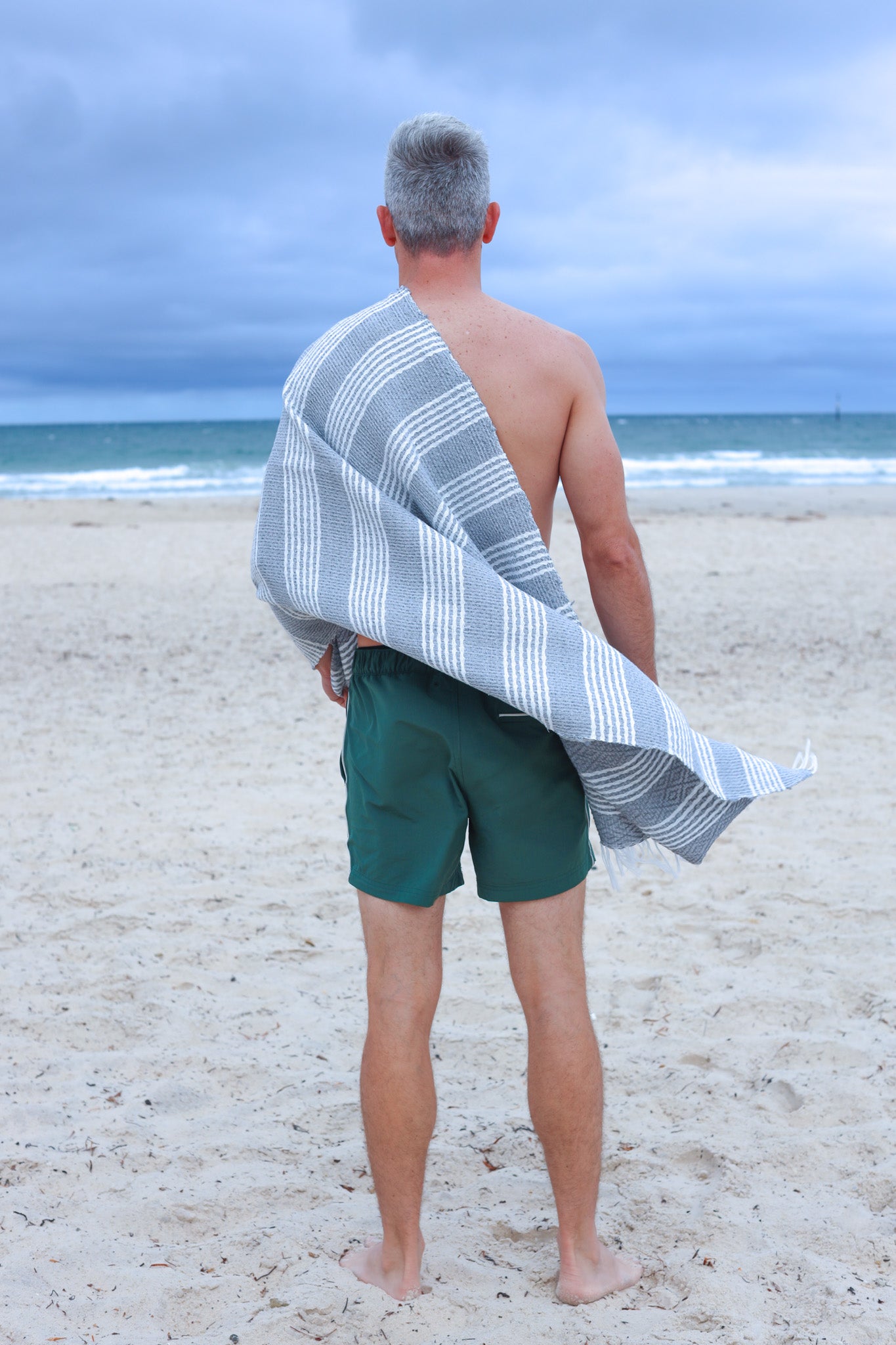 Inabel Bath Towel / Beach Towel (Grey & White) | The Pino Collection