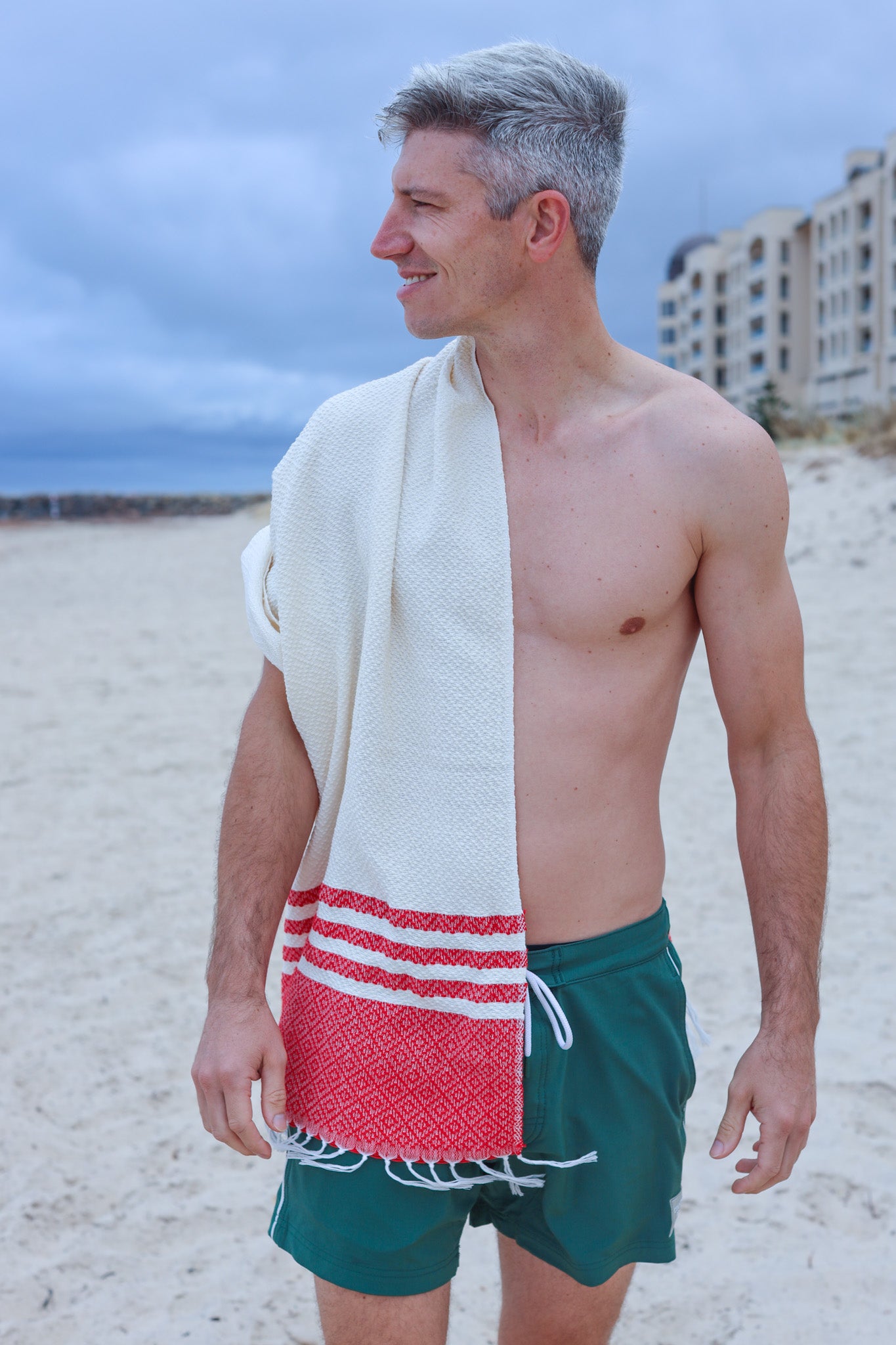 Inabel Bath Towel / Beach Towel (Red & White) | The Pino Collection