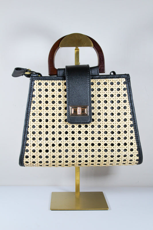 Chloe | Solihiya Luxe Handbag (Black and Cream) | The Pino Collection