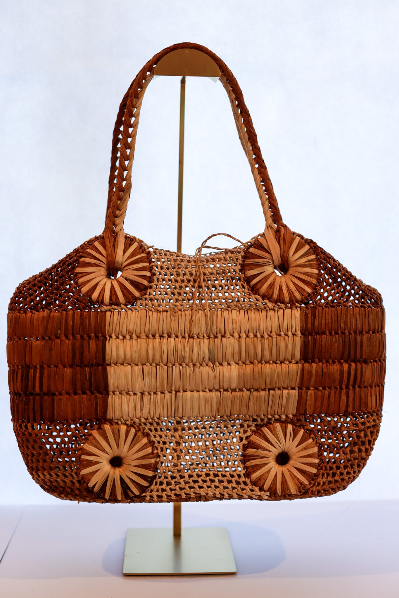 Medium Abaca Handbag (Light and Dark Browns) | Katrina | The Pino Collection