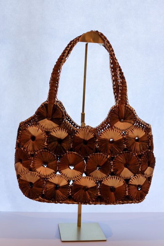 Medium Abaca Handbag (Light and Dark Browns) | Dahlia | The Pino Collection