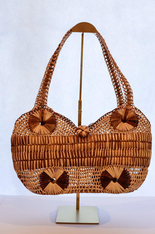 Medium Abaca Handbag (Light and Dark Browns) | Catriona | The Pino Collection