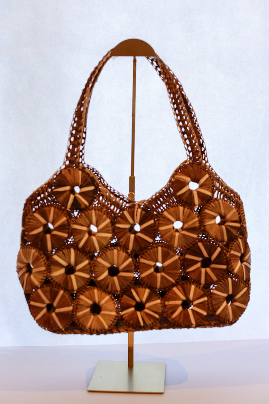 Medium Abaca Handbag (Light and Dark Browns) | Felipa | The Pino Collection