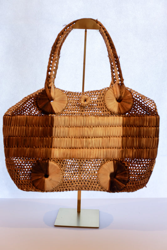 Medium Abaca Handbag (Light and Dark Browns) | Glinda | The Pino Collection