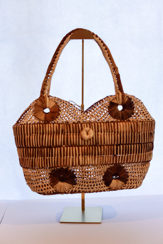 Medium Abaca Handbag (Light and Dark Browns) | Irene | The Pino Collection