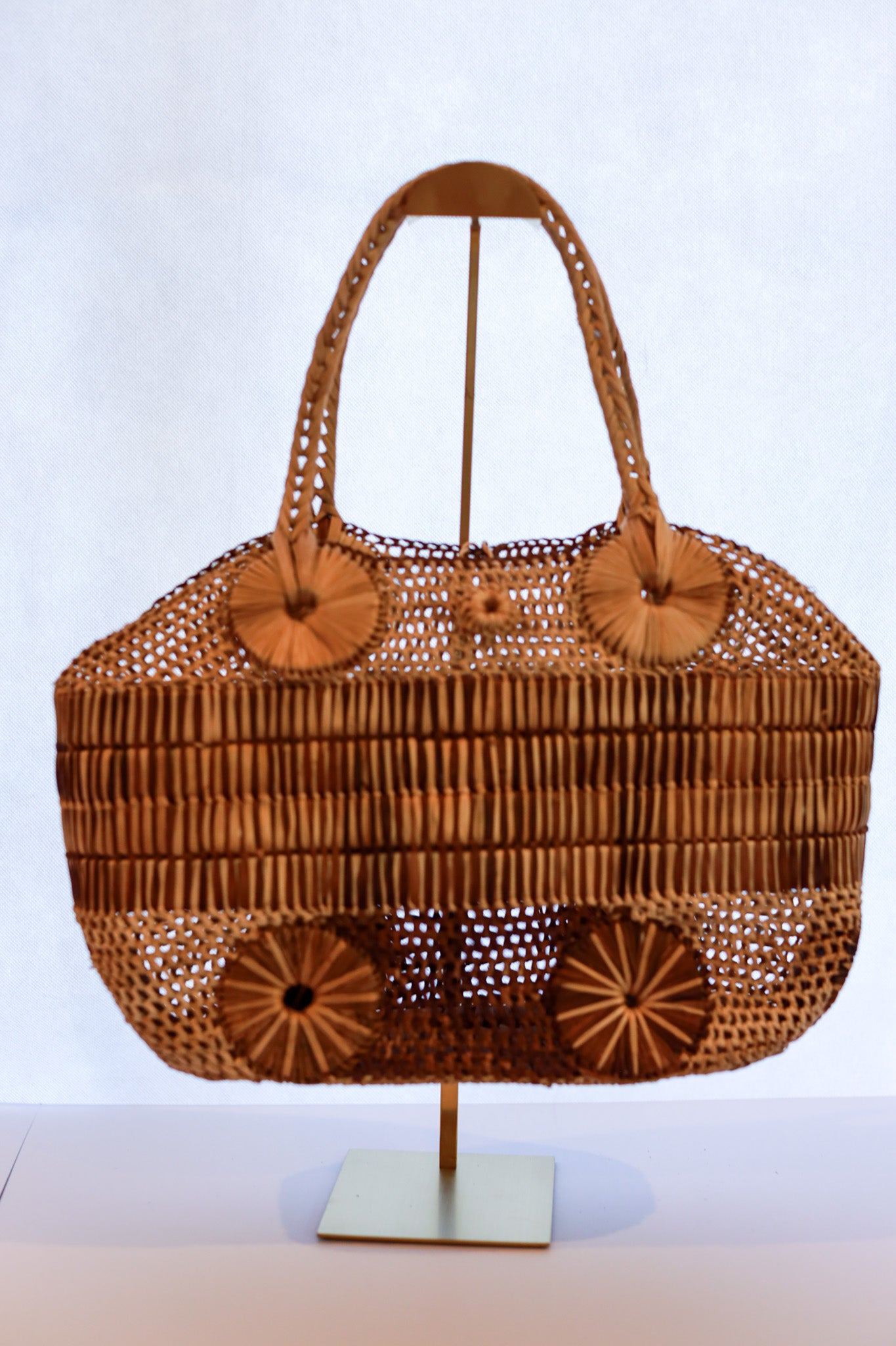 Medium Abaca Handbag (Light and Dark Browns) | Janella | The Pino Collection