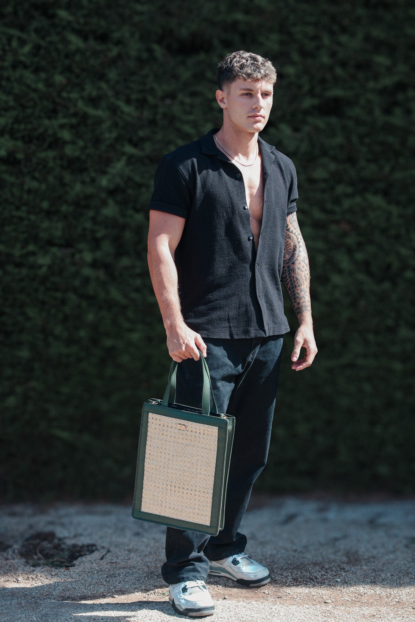 Lakbay (Green) | Male Rattan Tote Bag