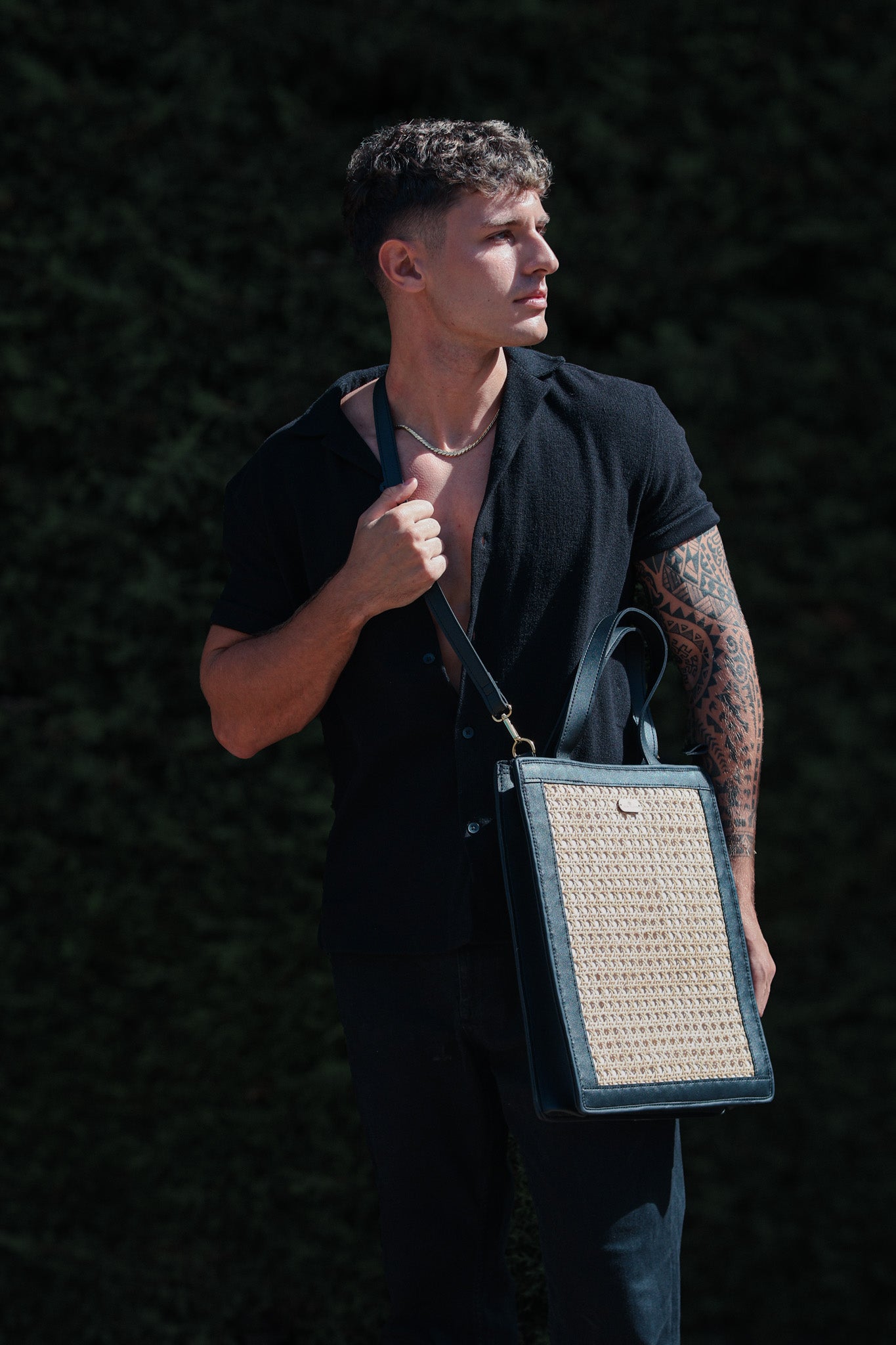 Lakbay (Green) | Male Rattan Tote Bag