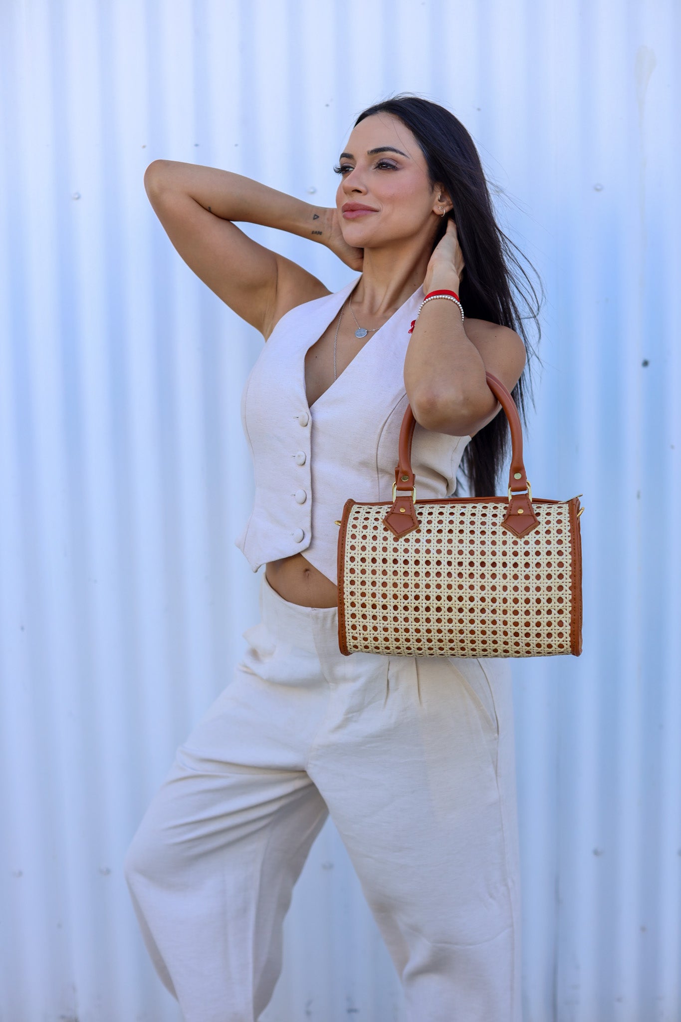 Solohiya Handbag (Beige & Caramel) | The Pino Collection