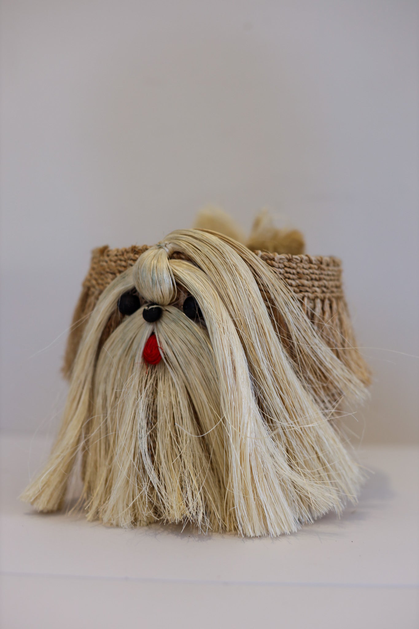 White Shih Tzu Puppy Abaca Animal Planter | The Pino Collection