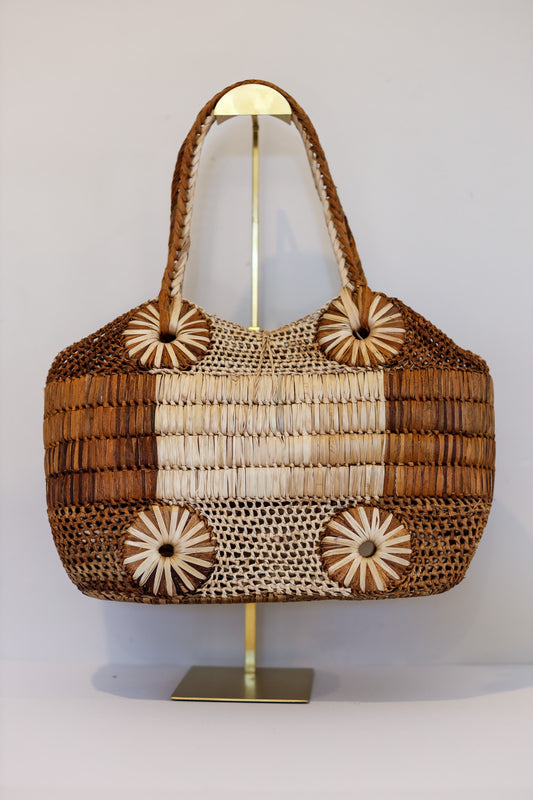 Medium Abaca Handbag (Light and Dark Browns) | Katrina | The Pino Collection