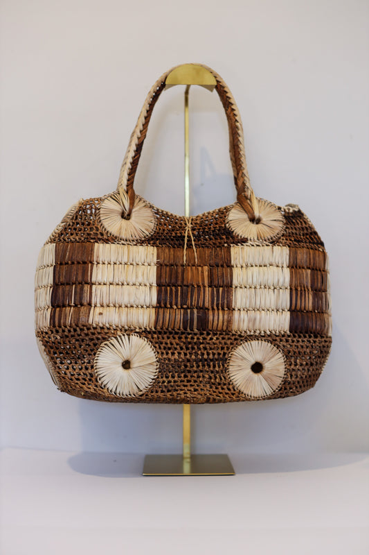 Medium Abaca Handbag (Light and Dark Browns) | Lisa | The Pino Collection