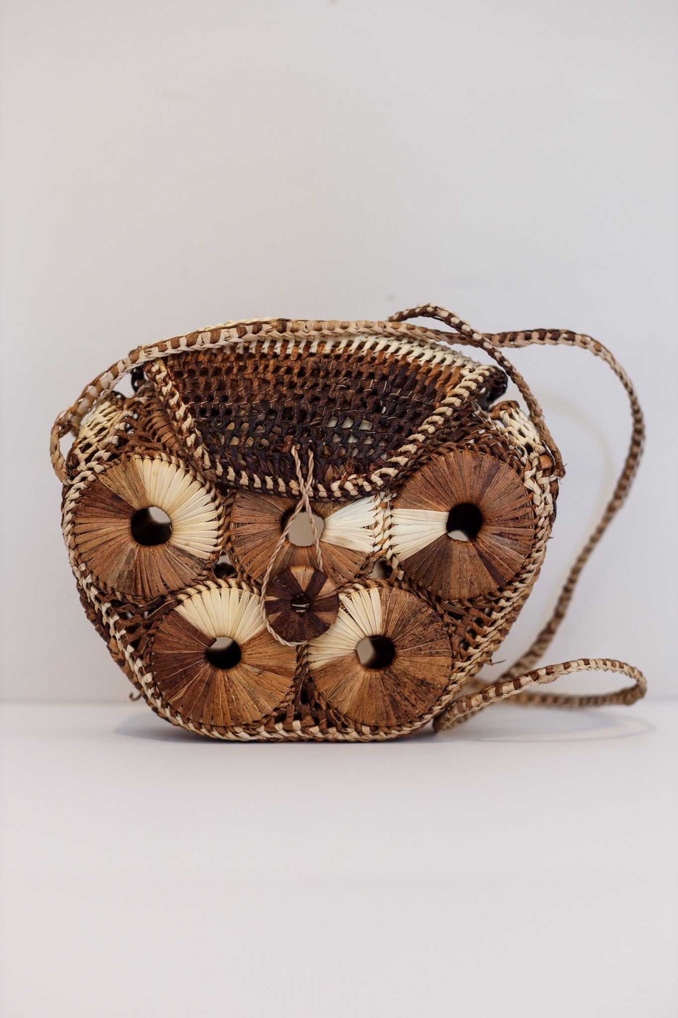 Small Abaca Purse Bag (Light & Dark Browns) | Ahtisa | The Pino Collection