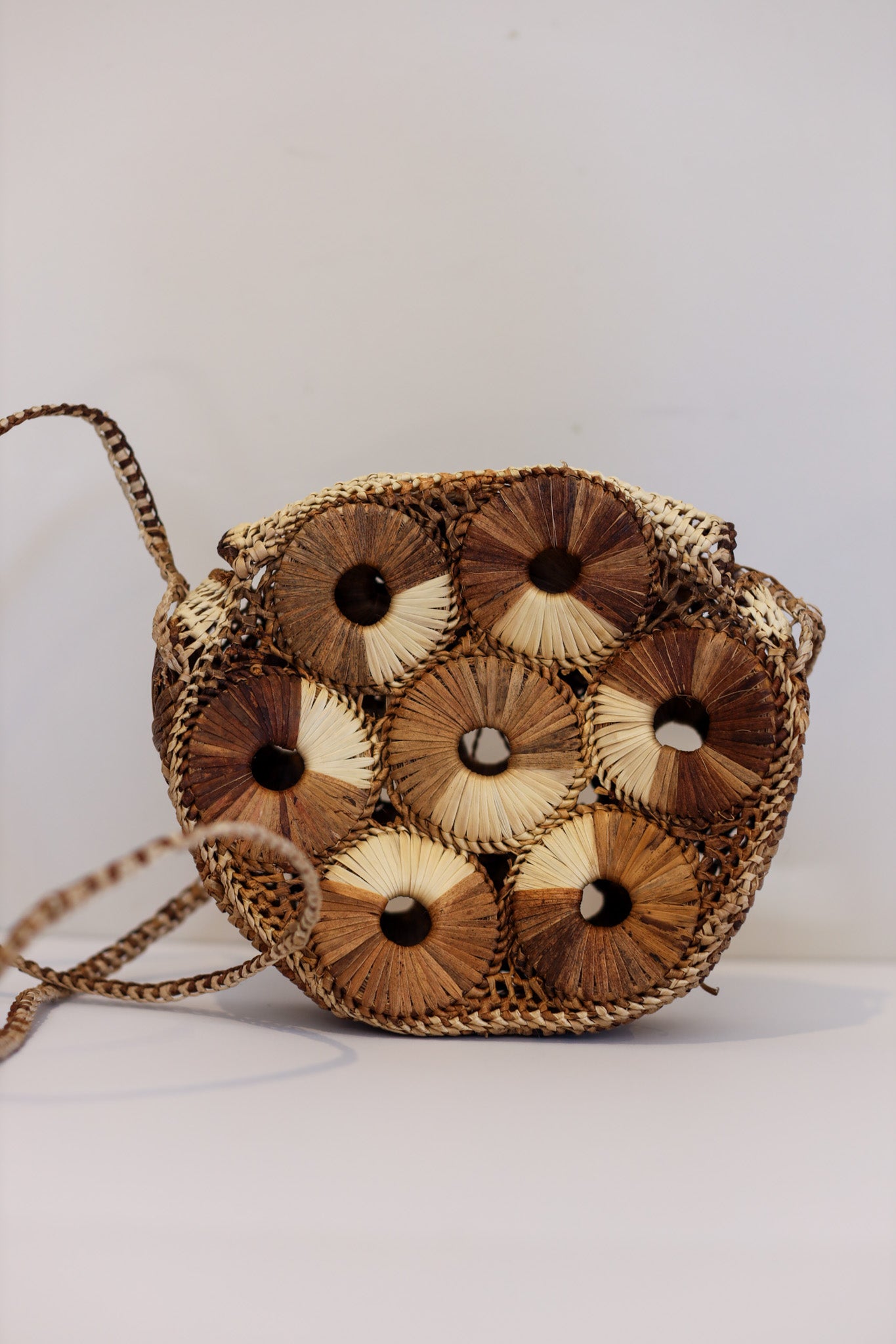 Small Abaca Purse Bag (Light & Dark Browns) | Ahtisa | The Pino Collection