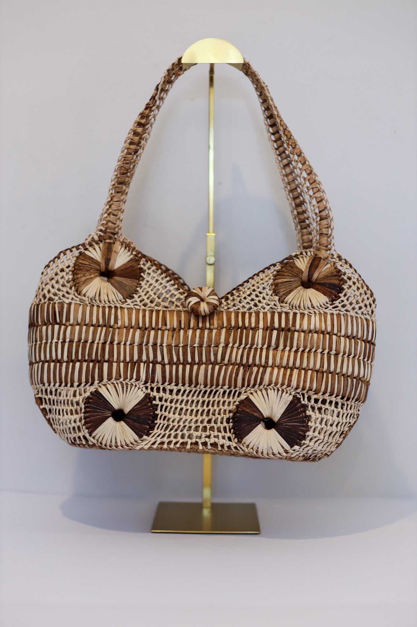 Medium Abaca Handbag (Light and Dark Browns) | Catriona | The Pino Collection