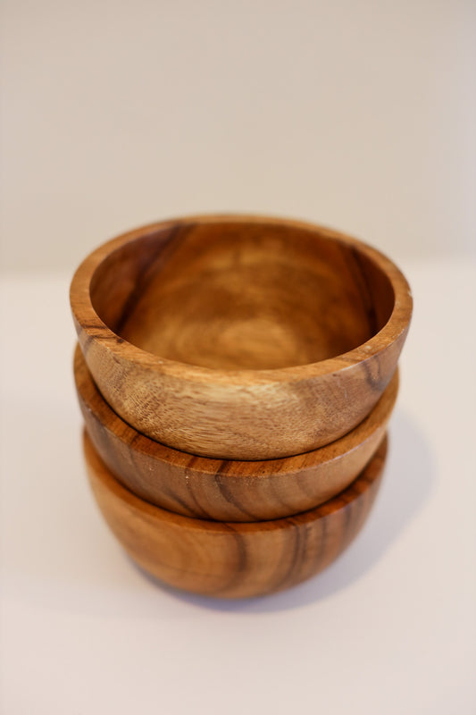 Wooden Acacia Bowls - Soup, Sauces (Set of 3) | The Pino Collection