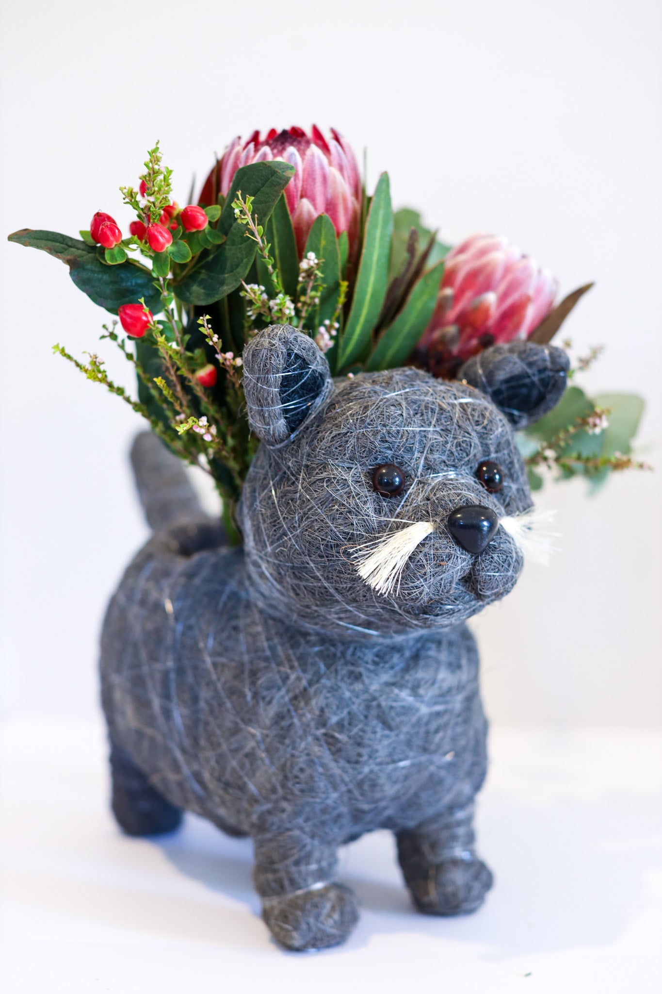 Gray Cat Animal Planter & Wine Bottle Holder | The Pino Collection