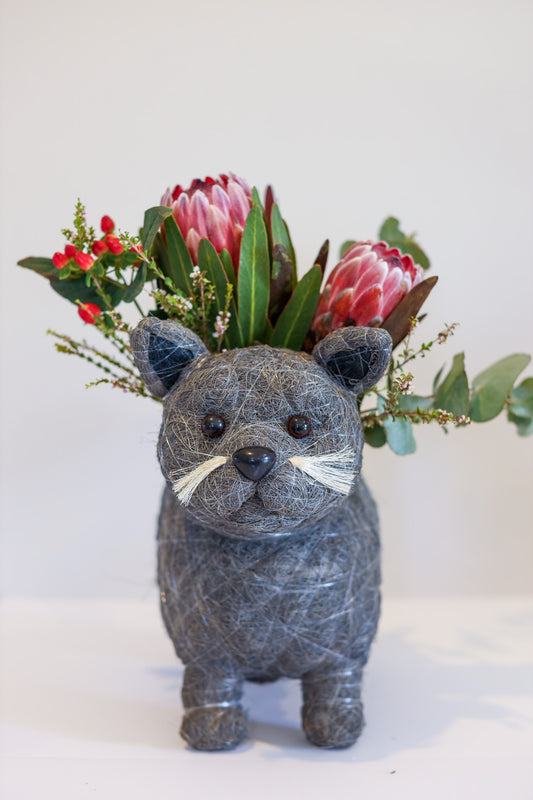 Gray Cat Animal Planter & Wine Bottle Holder | The Pino Collection