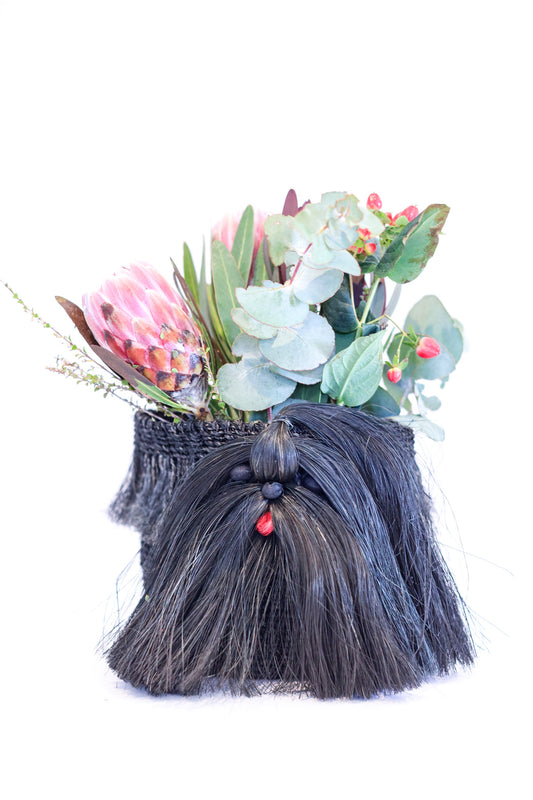 Black Shih Tzu Puppy Abaca Animal Planter | The Pino Collection