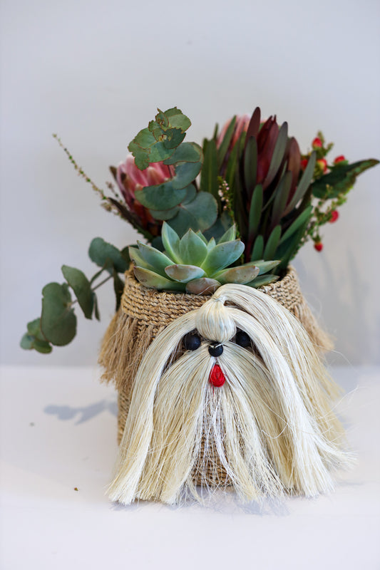 White Shih Tzu Puppy Abaca Animal Planter | The Pino Collection